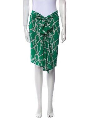 Zadig & Voltaire Green Chain Print Silk Skirt Size 38 FR Brand new